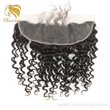 Lsy Wholesale Pre-plucked Peruvian Deep Wave Lace Frontal Closure 13*4 Ear to Ear Human Hair Free Part Lace Frontal